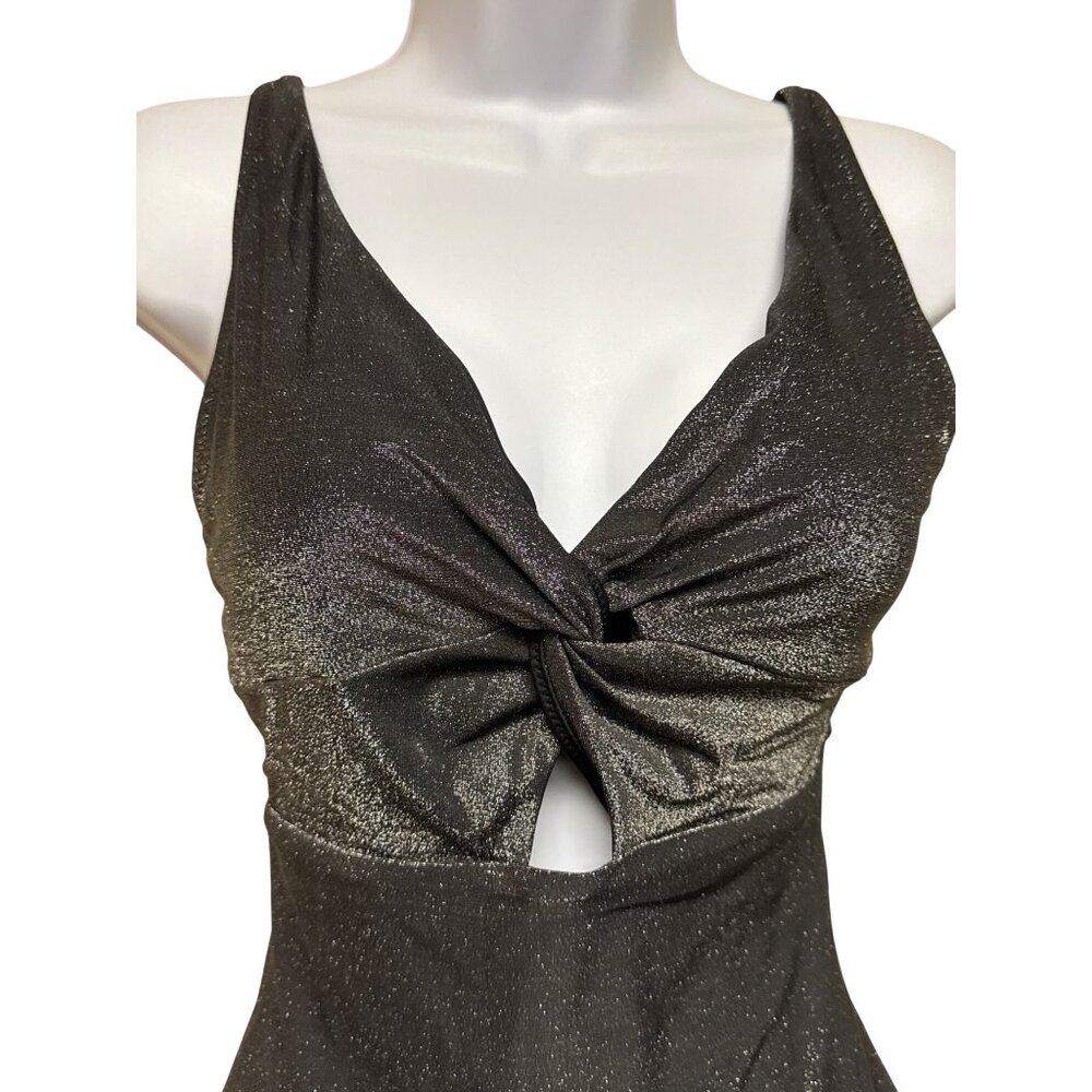 Robert Graham Swimsuit One Piece Women's Size 8 Black Metallic Sleek Designer - Picture 3 of 12